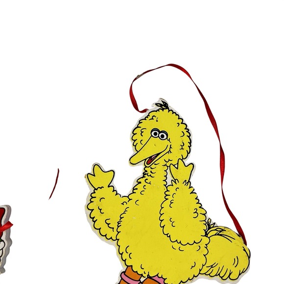 Vtg PBS Sesame Street Big Bird Disney Mickey Mouse Wooden Christmas Ornaments - Picture 2 of 7